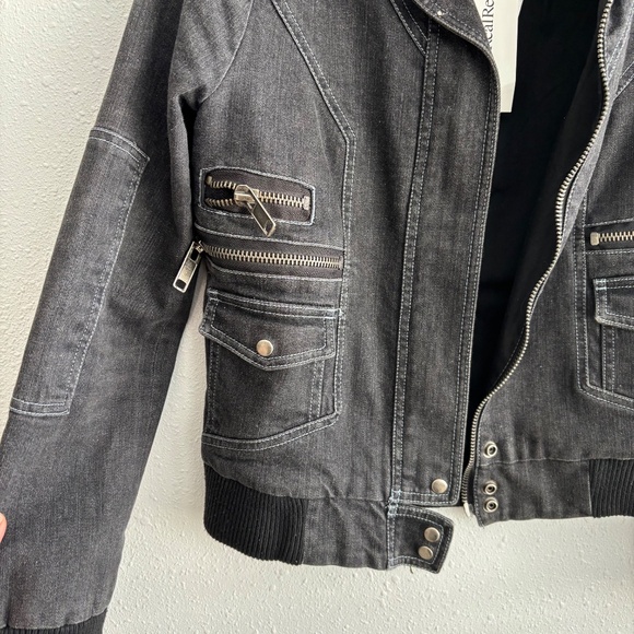 Marc Jacobs Black/Grey Denim Bomber Jacket - Picture 3 of 6